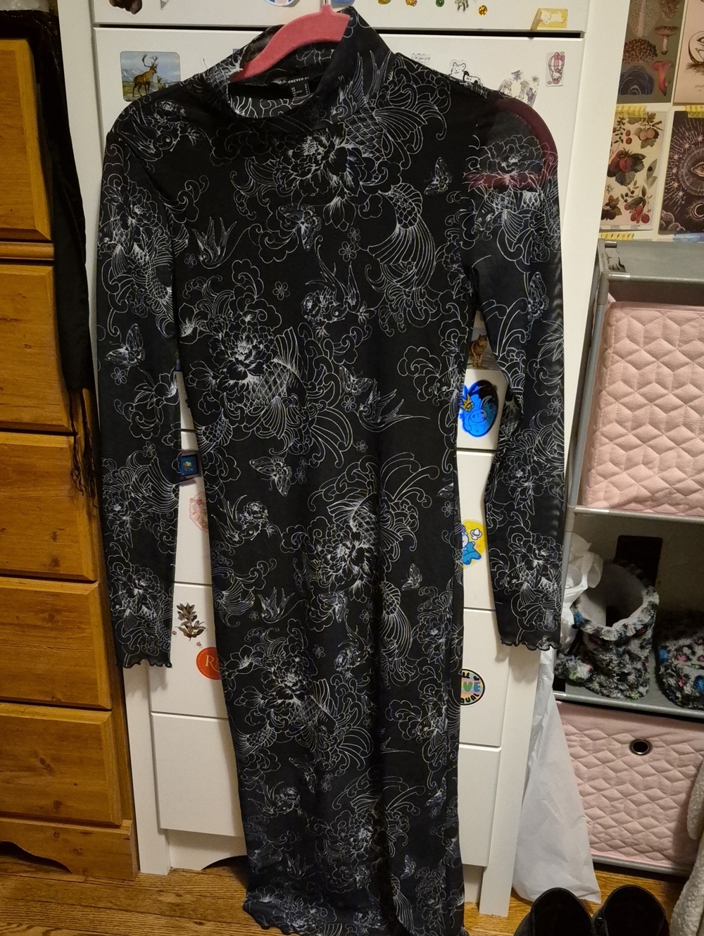 Navy blue dress Koi Fish Print